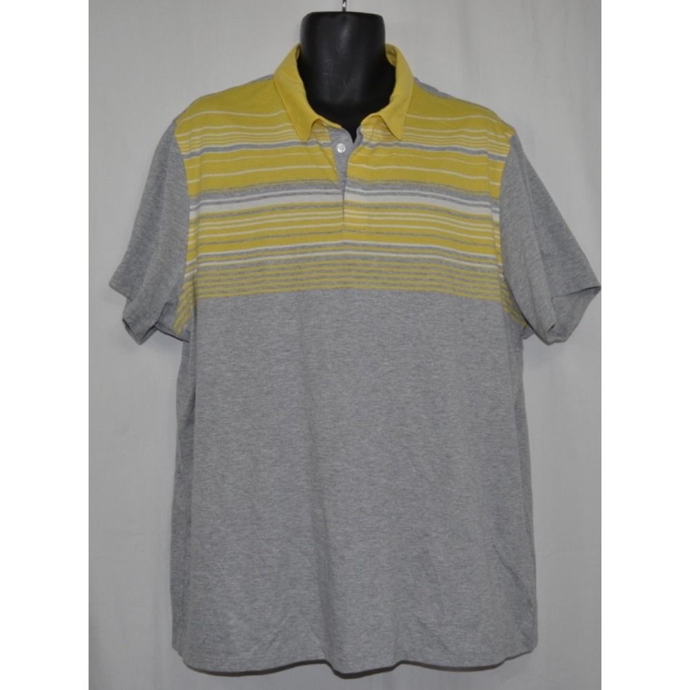 ALFANI Men's Sunset Stripe Polo Shirt Yellow/ Grey Size XXL / 2XL